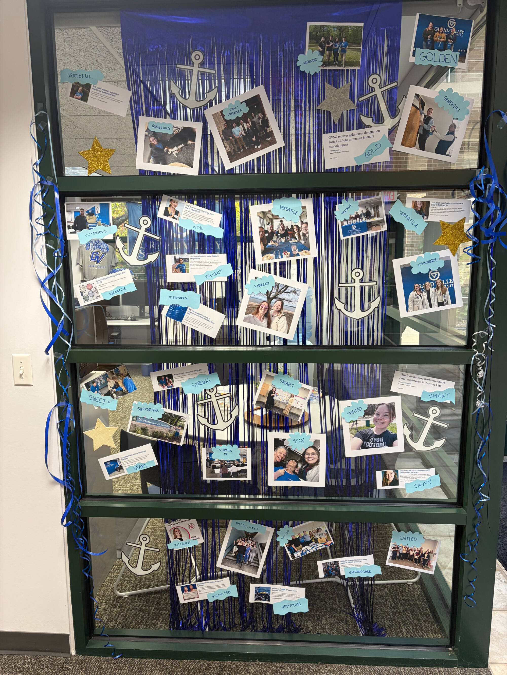 Traverse City Regional Center office door with photos of students